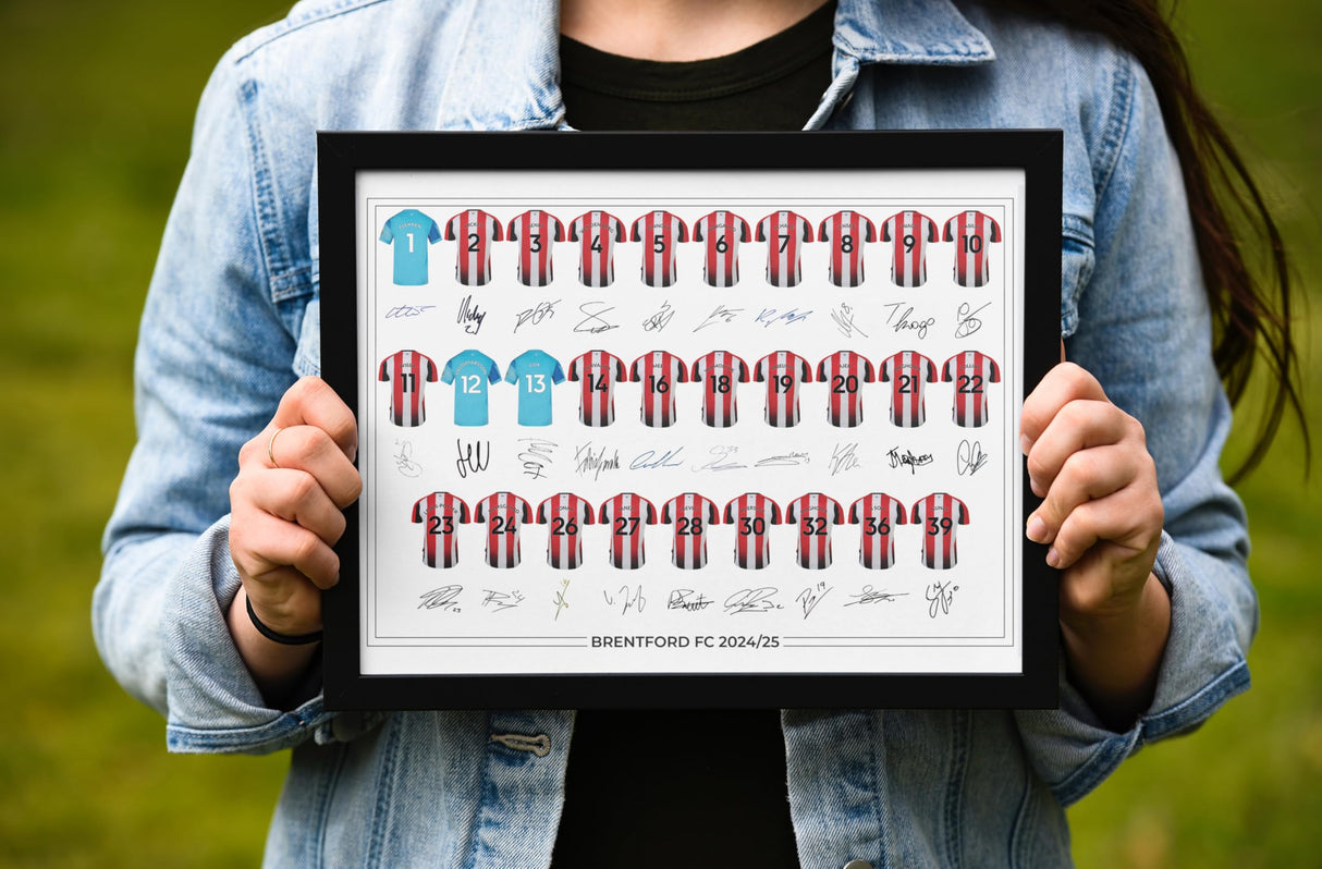 Brentford FC Signed 2024-25 Team Poster Print Autographed By Full Squad, Brentford Gifts