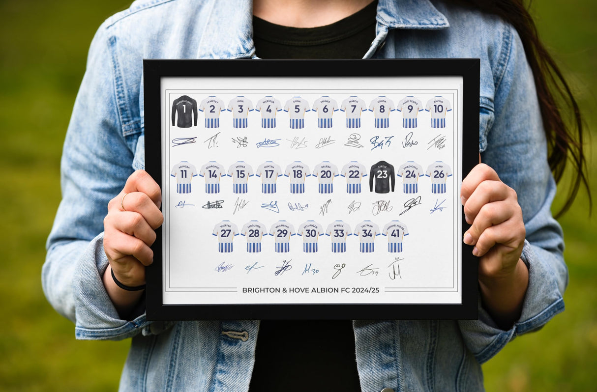 Brighton & Hove Albion FC Signed 2024-25 Team Poster Print Autographed By Full Squad, Brighton & Hove Albion Gifts