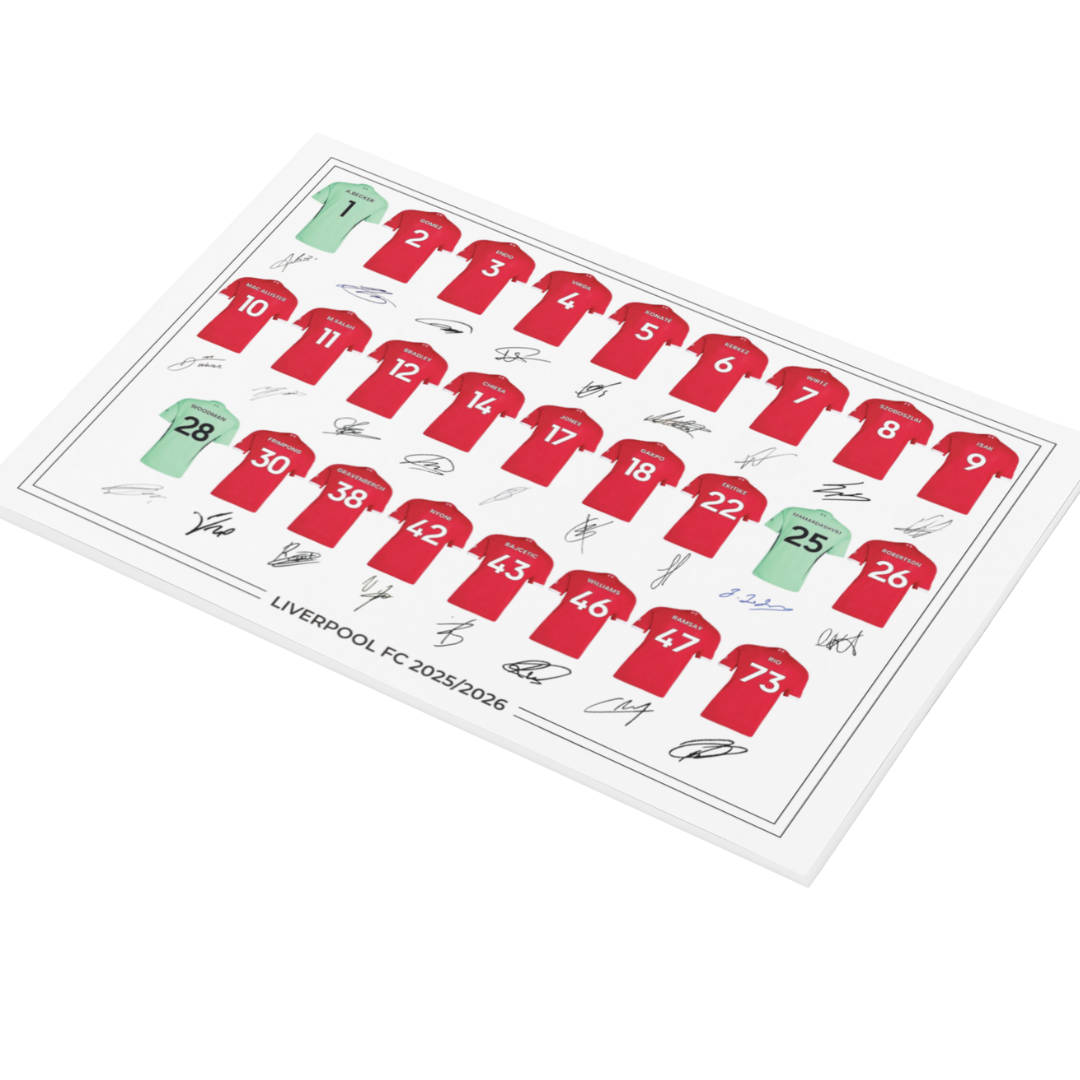 Liverpool FC Signed 2025-26 Signed Team Poster, Autographed By Full Squad, Choose Framed or Print Only