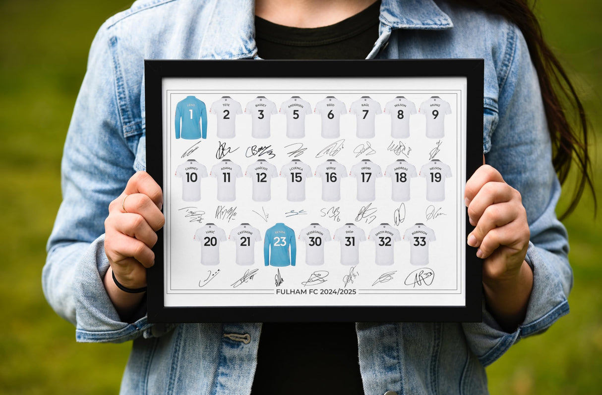 Fulham FC Signed 2024-25 Team Poster Print Autographed By Full Squad, Fulham Gifts