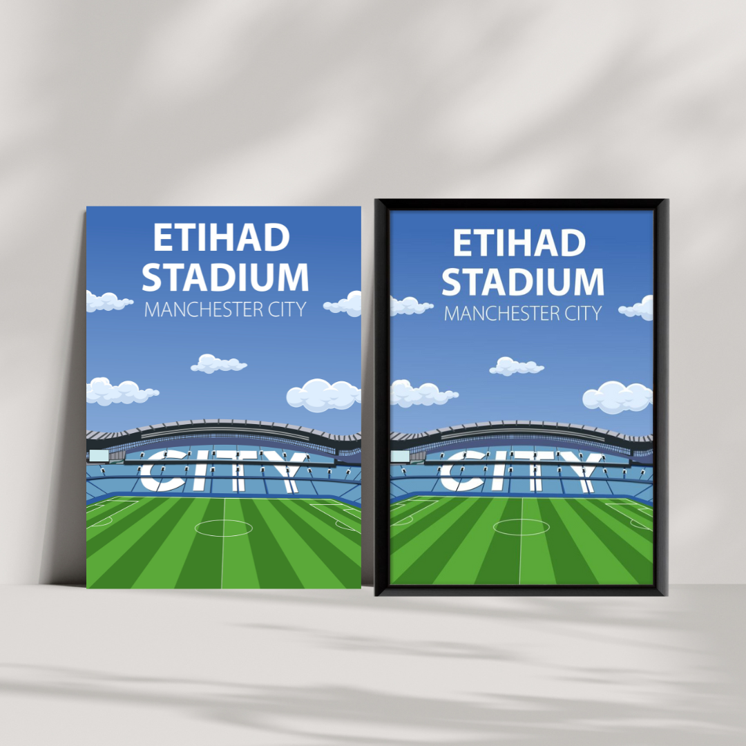 Etihad Stadium Poster, Manchester City FC Wall Art, Framed or Print Only