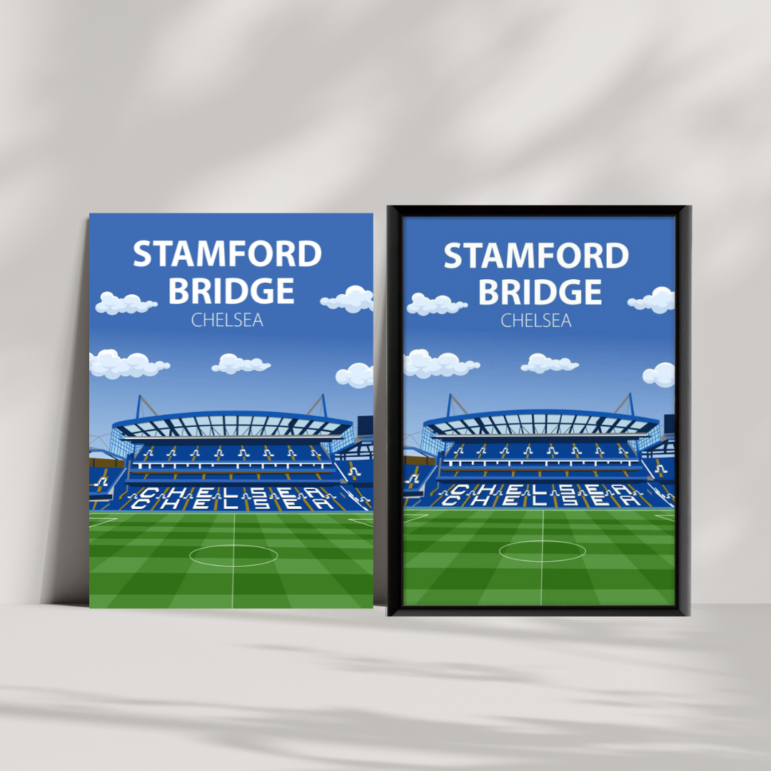 Stamford Bridge Stadium Poster, Chelsea FC Wall Art, Framed or Print Only