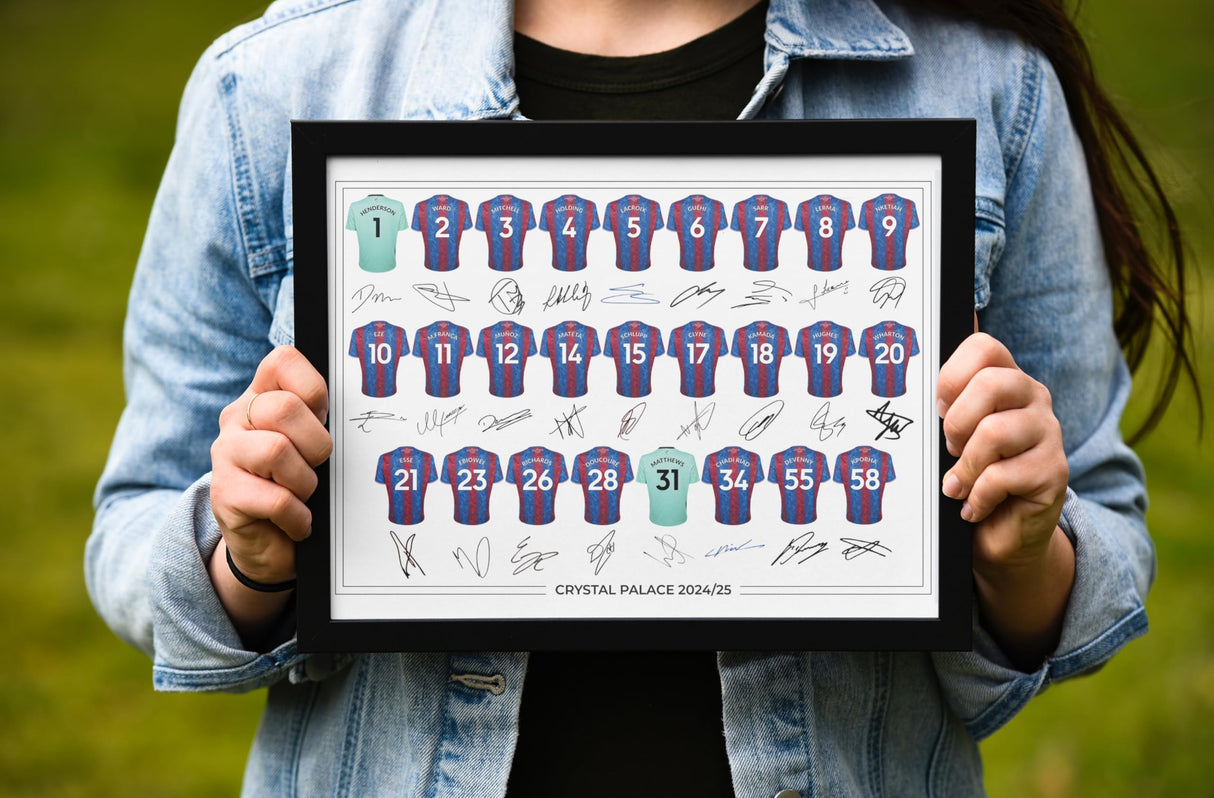 Crystal Palace FC Signed 2024-25 Team Poster Print Autographed By Full Squad, Crystal Palace Gifts