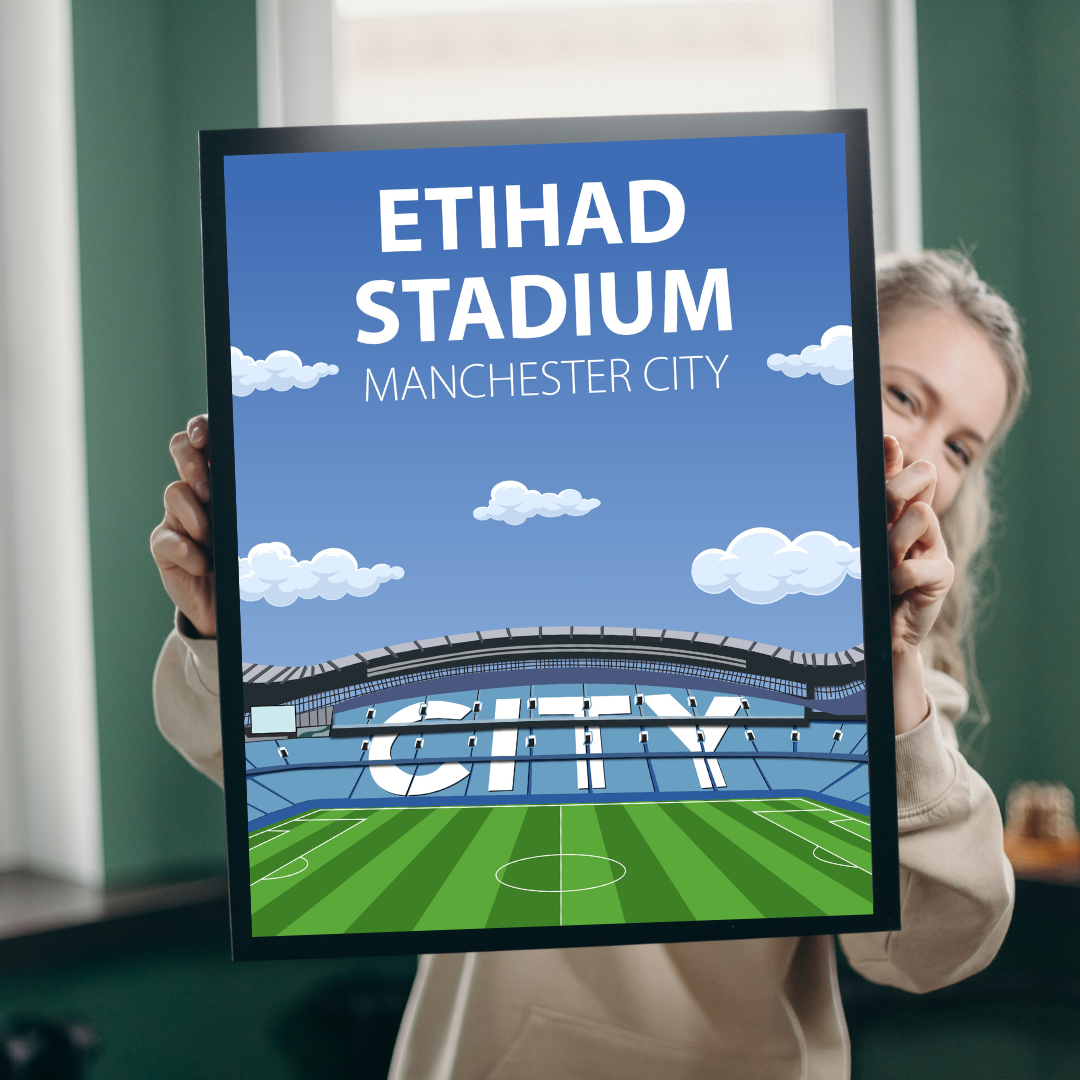 Etihad Stadium Poster, Manchester City FC Wall Art, Framed or Print Only