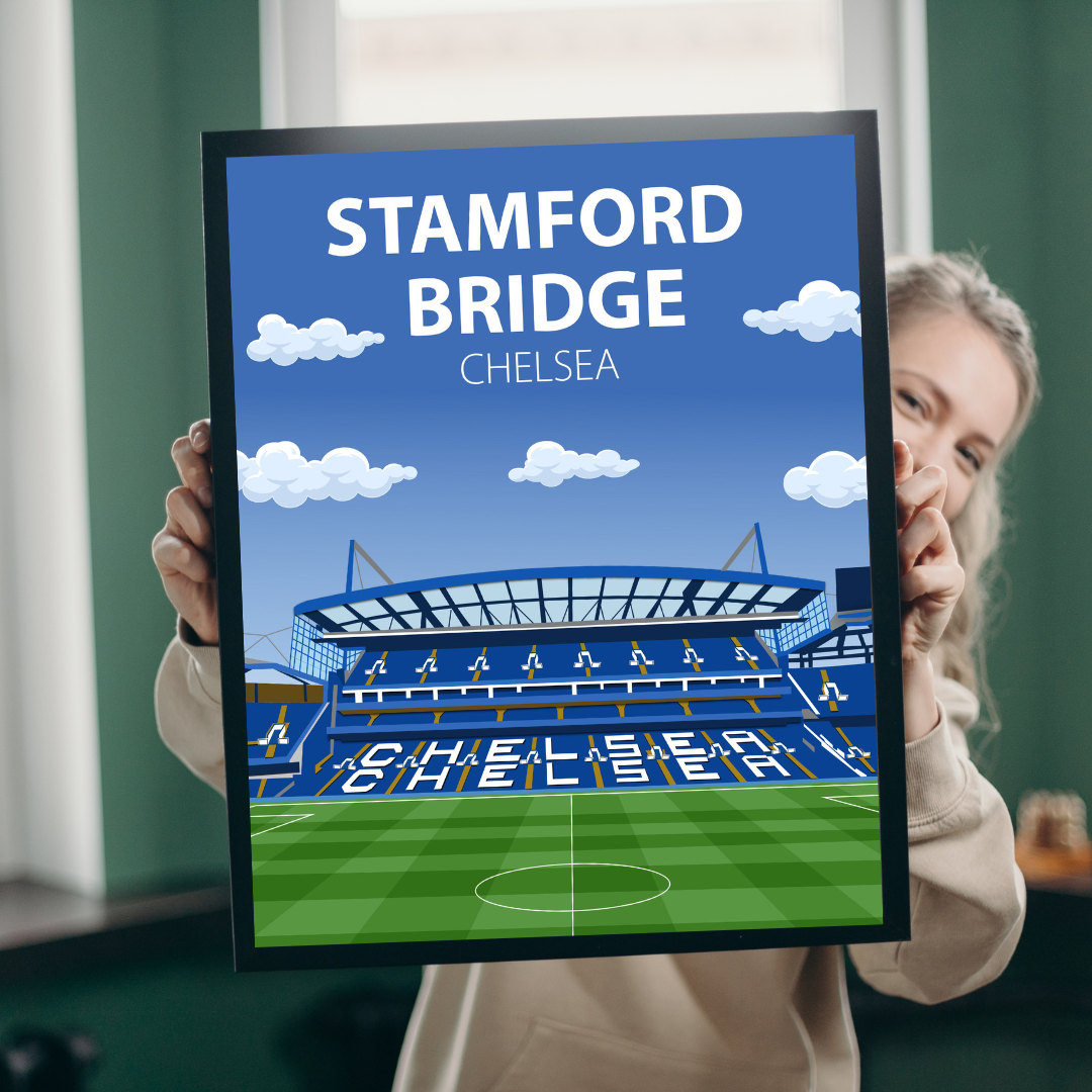 Stamford Bridge Stadium Poster, Chelsea FC Wall Art, Framed or Print Only