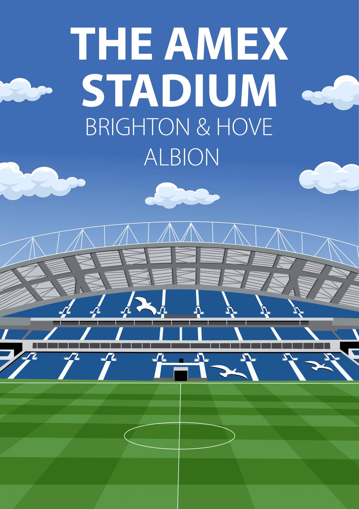 Amex Stadium Poster, Brighton & Hove Albion FC Wall Art, Framed or Print Only
