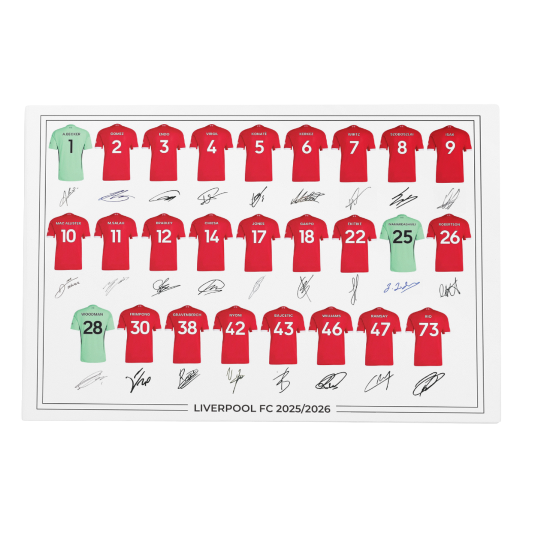 Liverpool FC Signed 2025-26 Signed Team Poster, Autographed By Full Squad, Choose Framed or Print Only