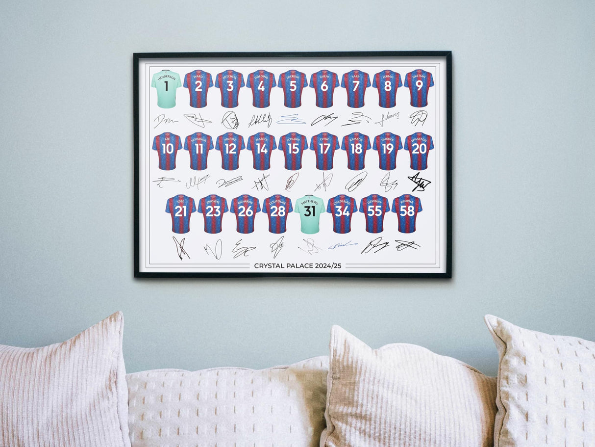 Crystal Palace FC Signed 2024-25 Team Poster Print Autographed By Full Squad, Crystal Palace Gifts