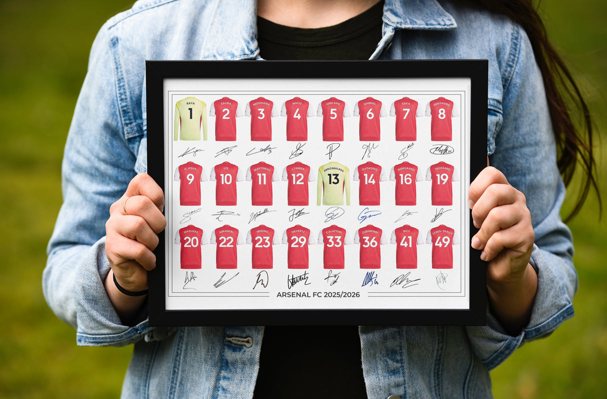 Arsenal FC Signed 2025-26 Signed Team Poster, Autographed By Full Squad, Choose Framed or Print Only