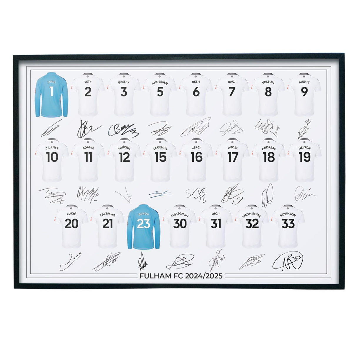 Fulham FC Signed 2024-25 Team Poster Print Autographed By Full Squad, Fulham Gifts