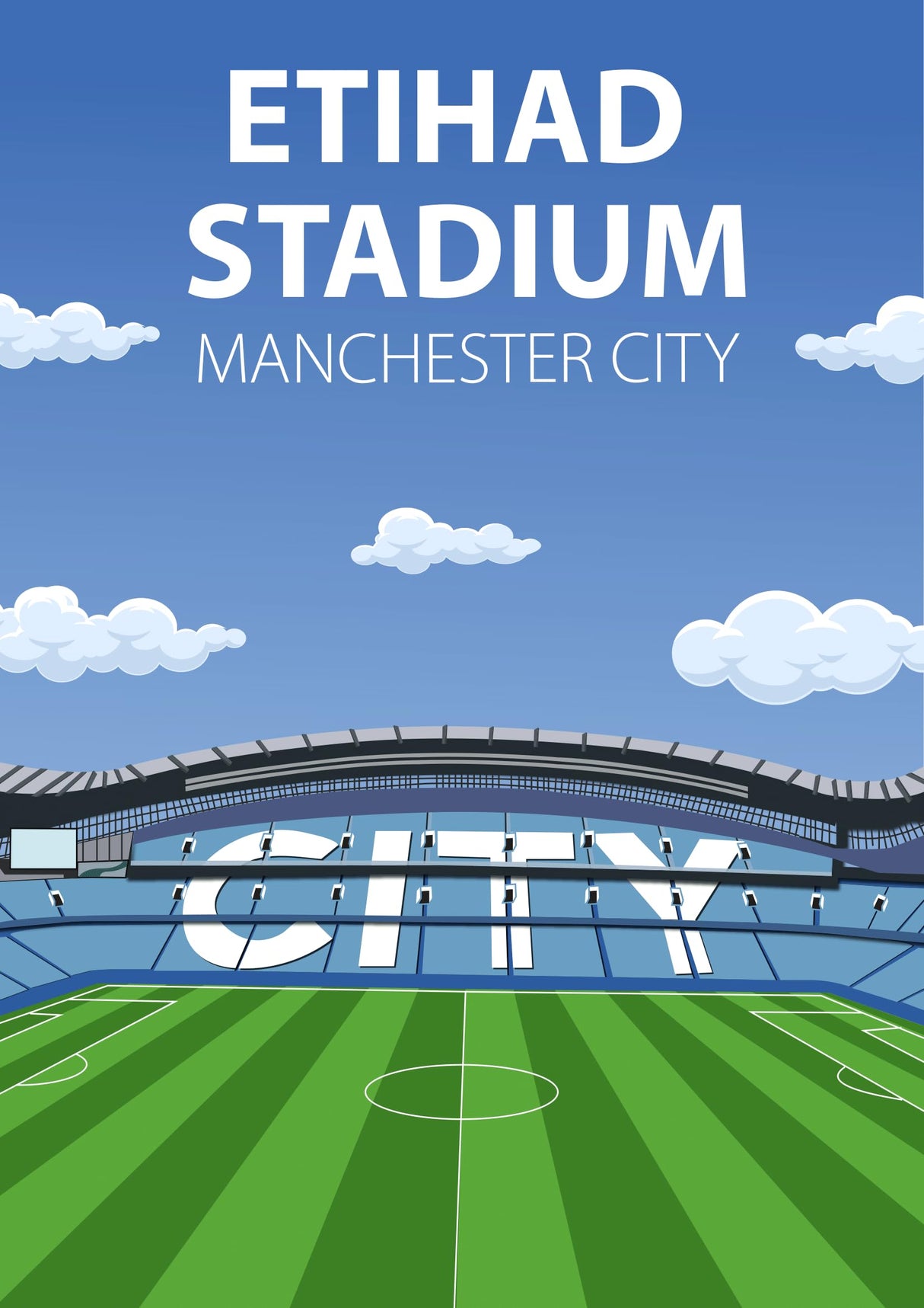 Etihad Stadium Poster, Manchester City FC Wall Art, Framed or Print Only