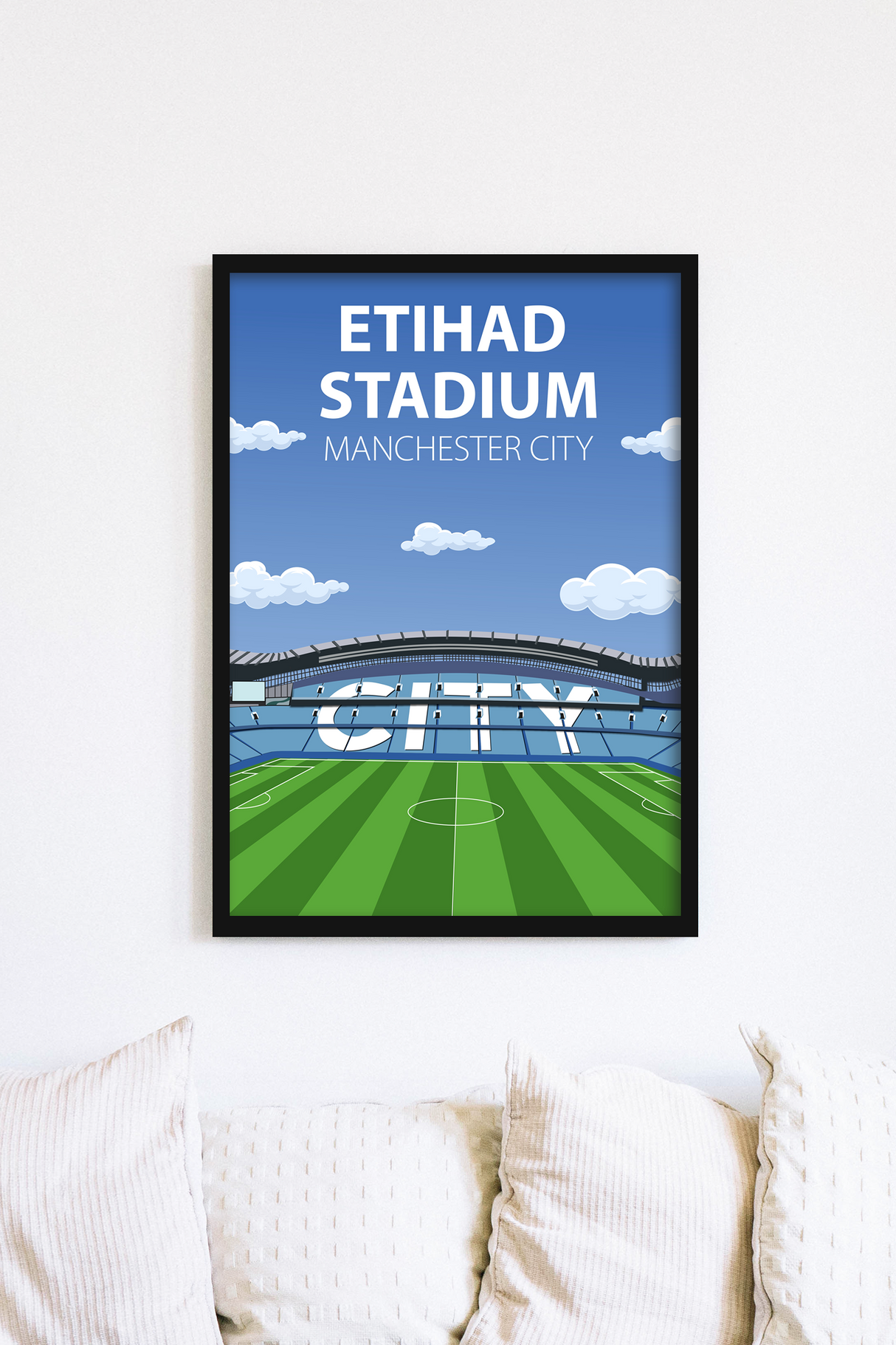 Etihad Stadium Poster, Manchester City FC Wall Art, Framed or Print Only