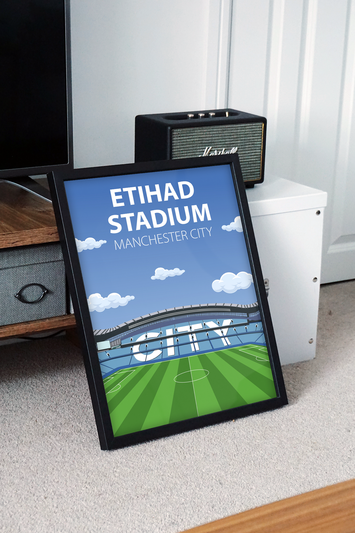Etihad Stadium Poster, Manchester City FC Wall Art, Framed or Print Only