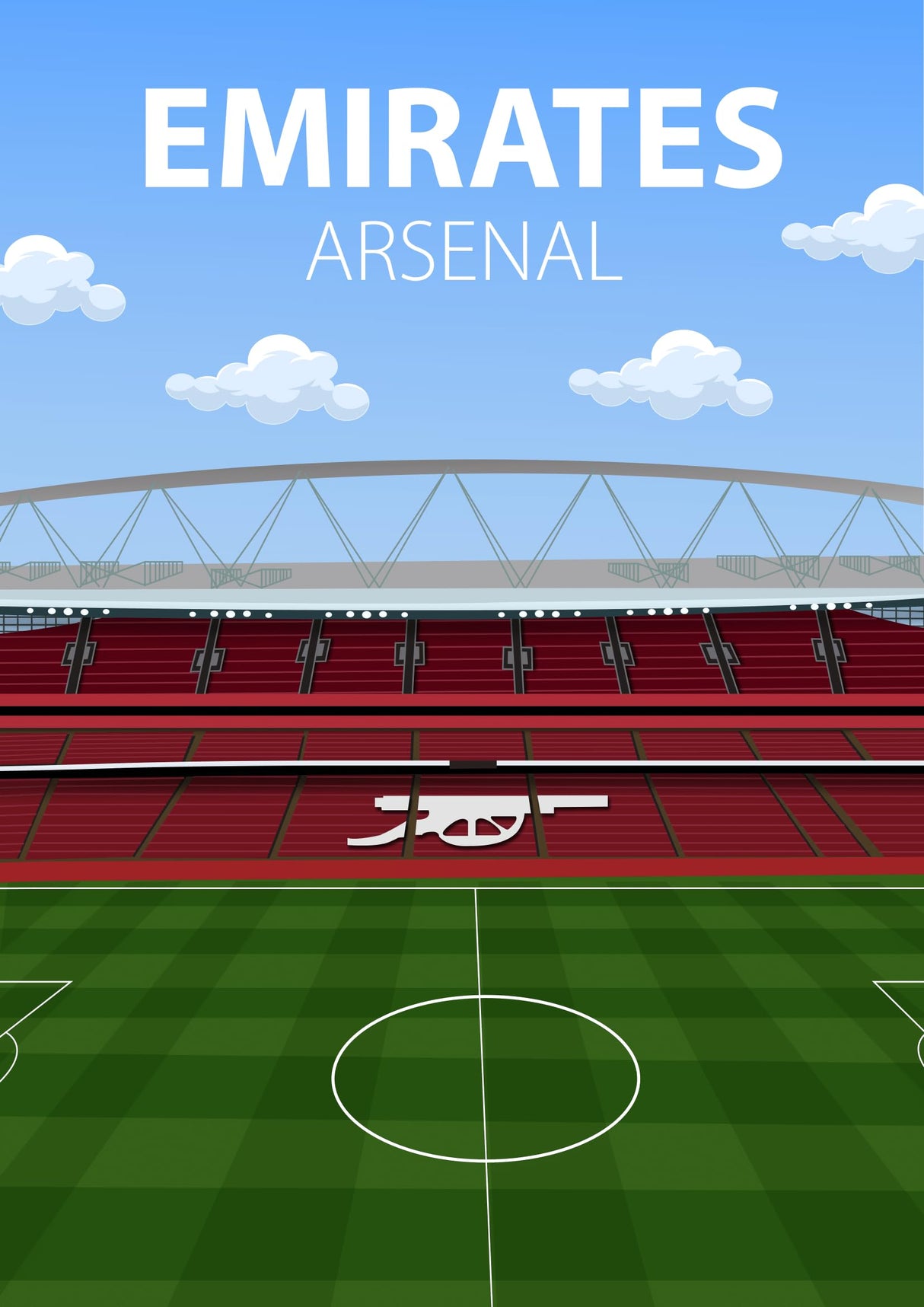 Emirates Stadium Poster, Arsenal FC Wall Art, Choose Framed or Print Only