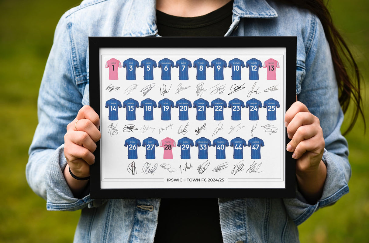 Ipswich Town FC Signed 2024-25 Team Poster Print Autographed By Full Squad, Ipswich Town Gifts