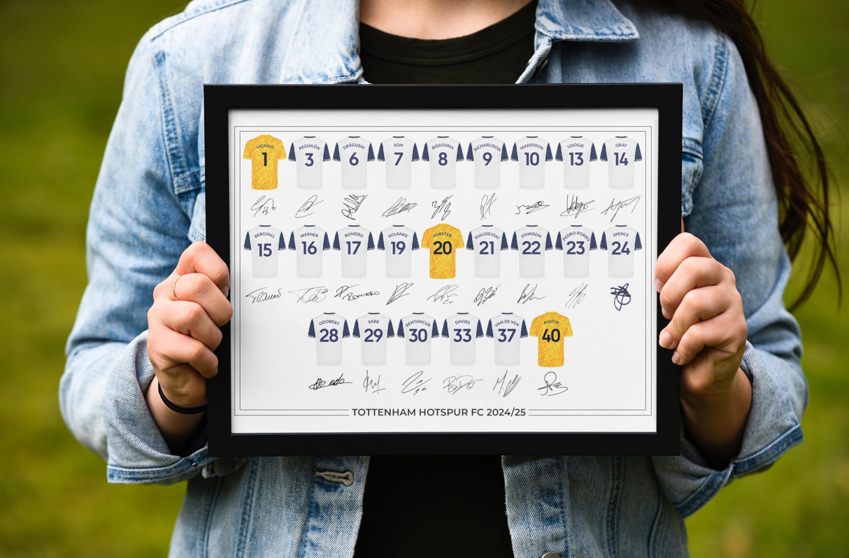 Tottenham Hotspur FC Signed 2024-25 Team Poster Print Autographed By Full Squad, Tottenham Hotspur Gifts