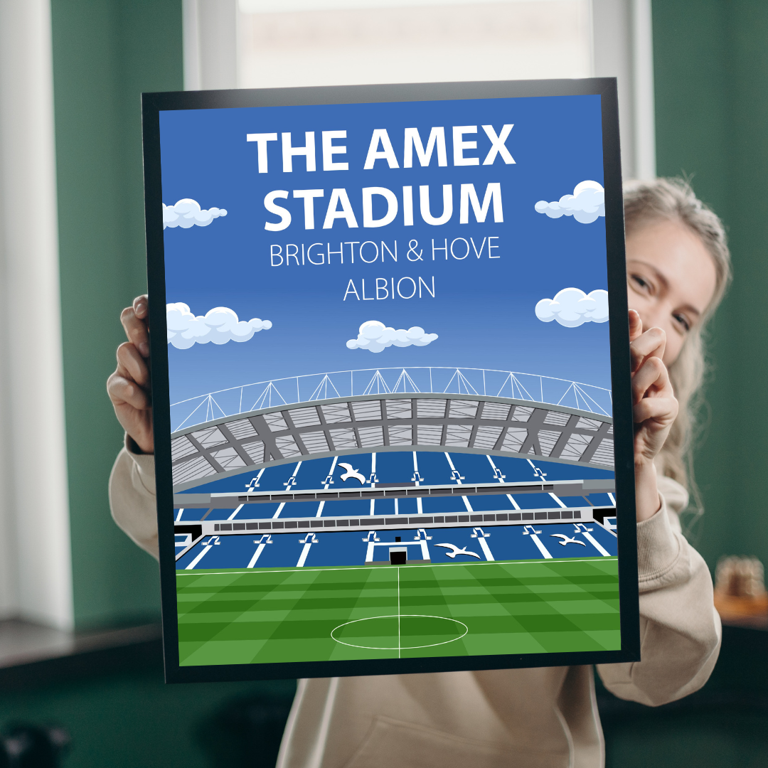 Amex Stadium Poster, Brighton & Hove Albion FC Wall Art, Framed or Print Only