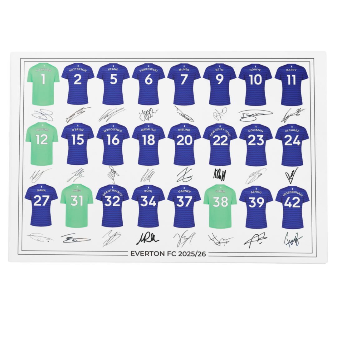 Everton FC Signed 2025-26 Signed Team Poster, Autographed By Full Squad, Choose Framed or Print Only