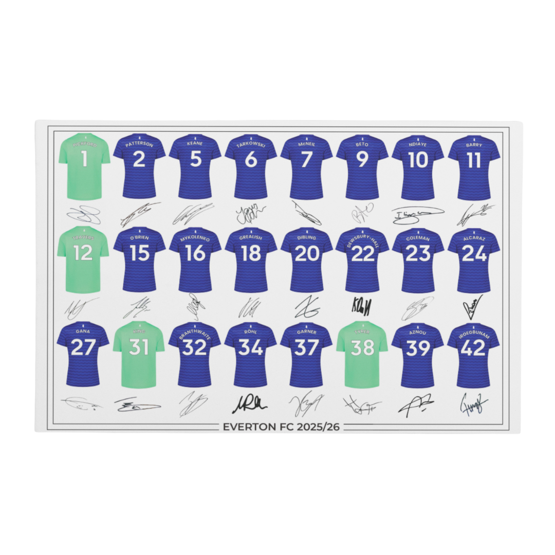 Everton FC Signed 2025-26 Signed Team Poster, Autographed By Full Squad, Choose Framed or Print Only