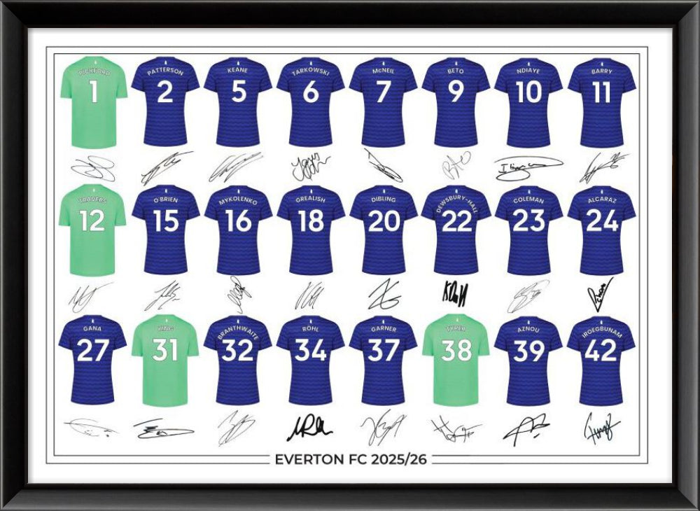 Everton FC Signed 2025-26 Signed Team Poster, Autographed By Full Squad, Choose Framed or Print Only