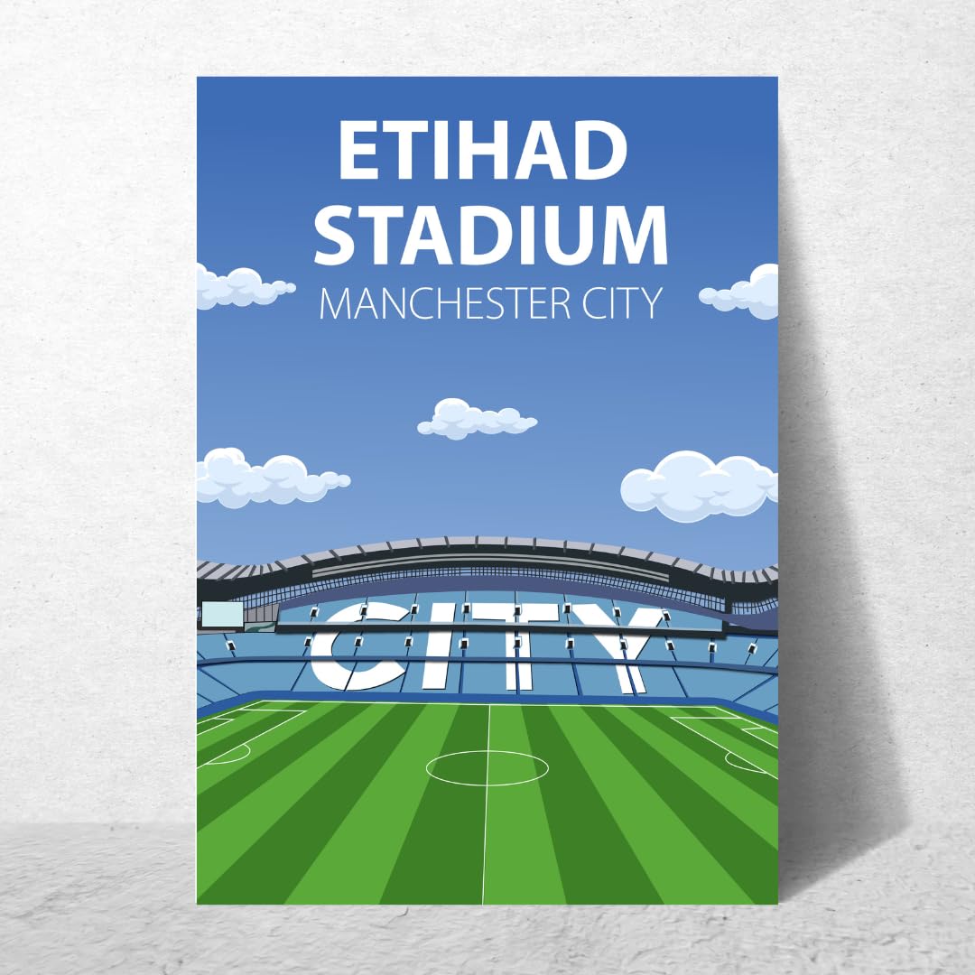 Etihad Stadium Poster, Manchester City FC Wall Art, Framed or Print Only