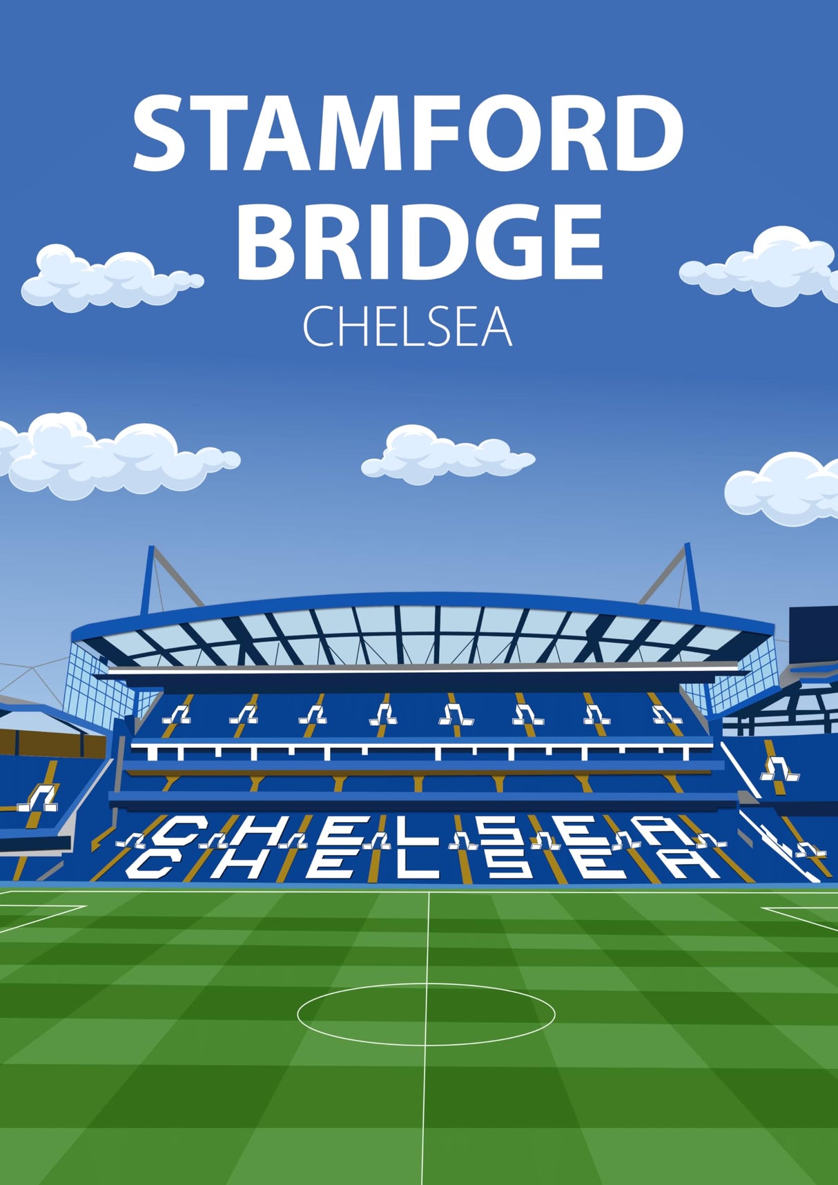 Stamford Bridge Stadium Poster, Chelsea FC Wall Art, Framed or Print Only