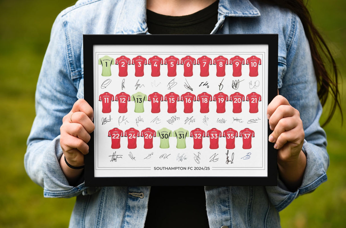 Southampton FC Signed 2024-25 Team Poster Print Autographed By Full Squad, Southampton Gifts