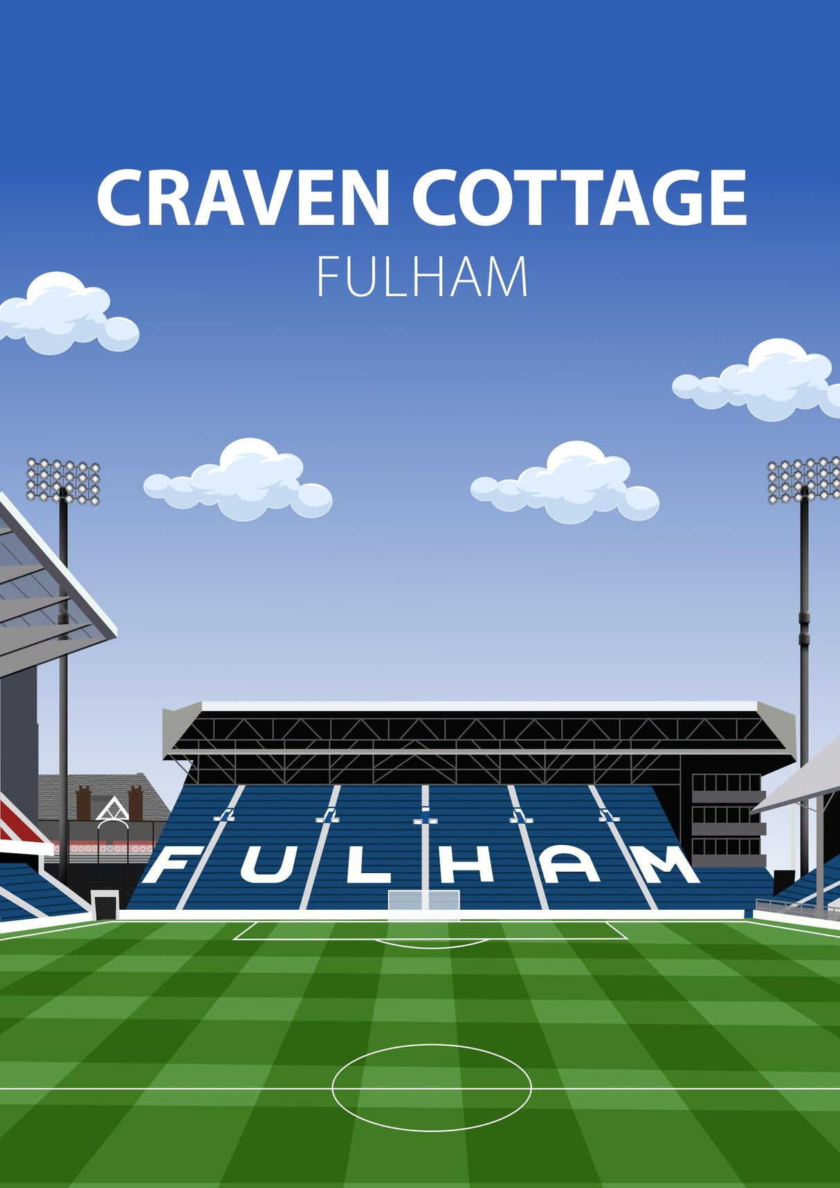 Craven Cottage Stadium Poster, Fulham FC Wall Art, Framed or Print Only
