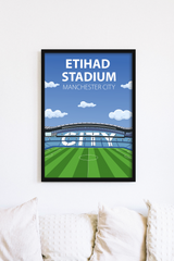 Etihad Stadium Poster, Manchester City FC Wall Art, Framed or Print Only